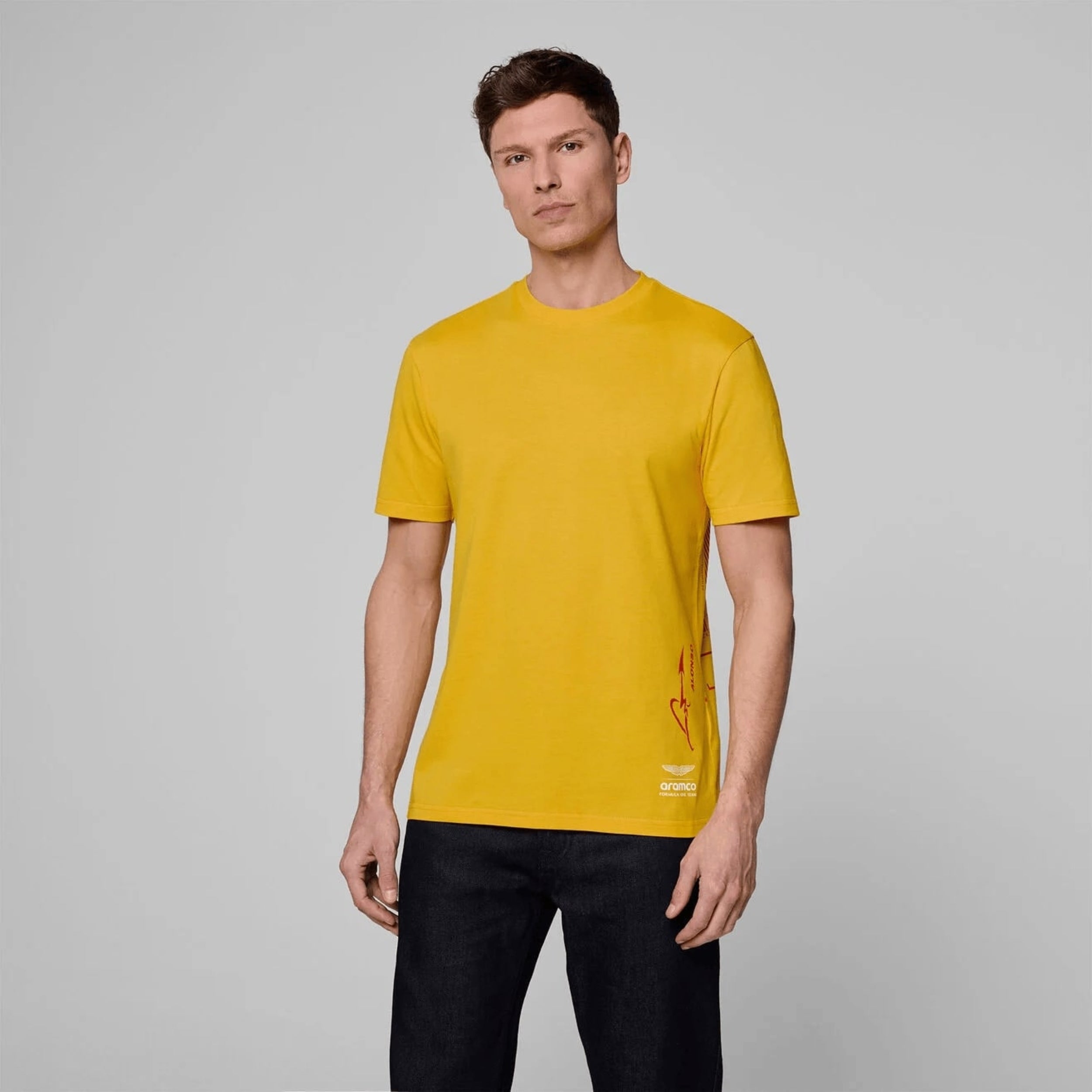 Aston Martin F1 Team 2025 Special Edition Spanish GP Tee Mens - Helios Yellow
