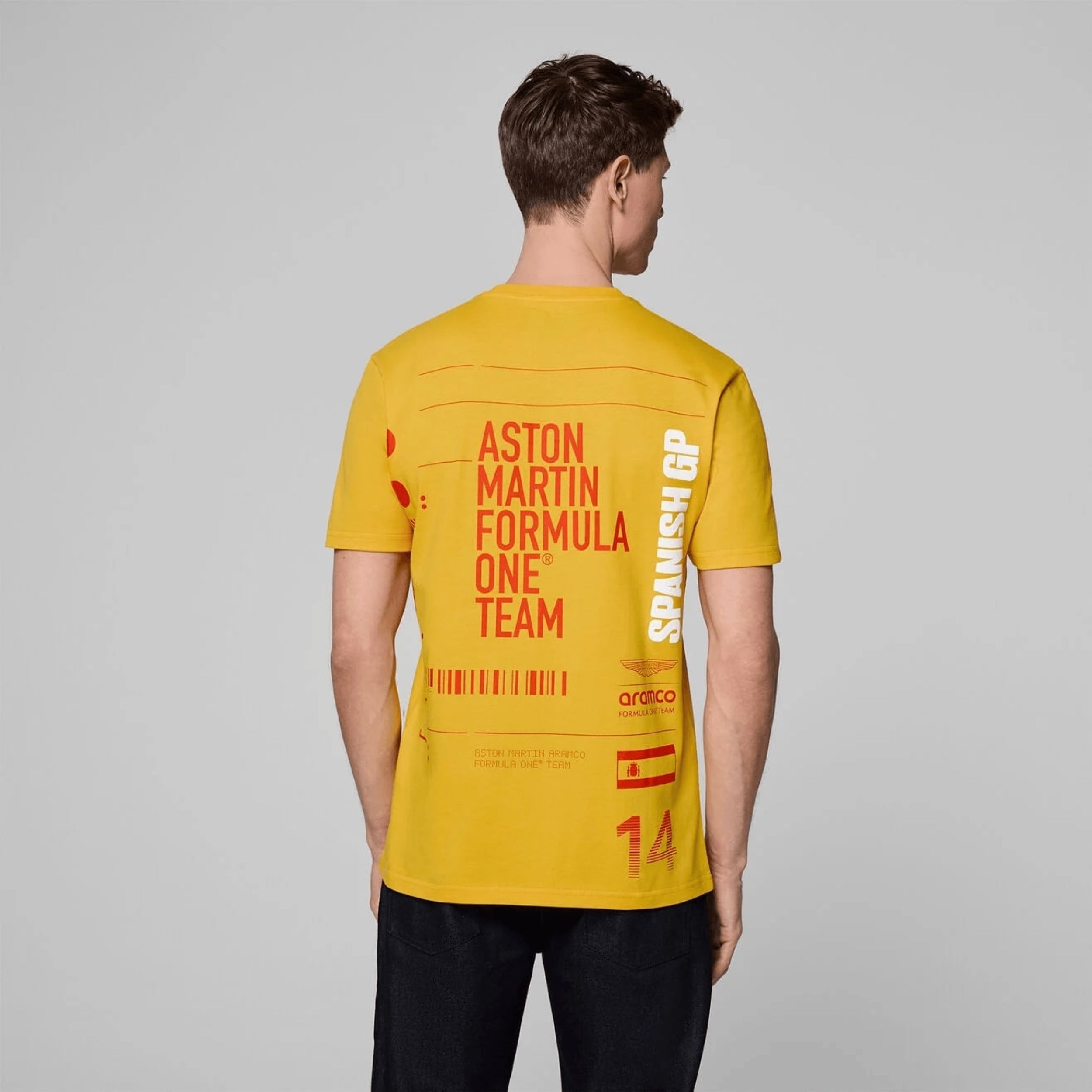 Aston Martin F1 Team 2025 Special Edition Spanish GP Tee Mens - Helios Yellow
