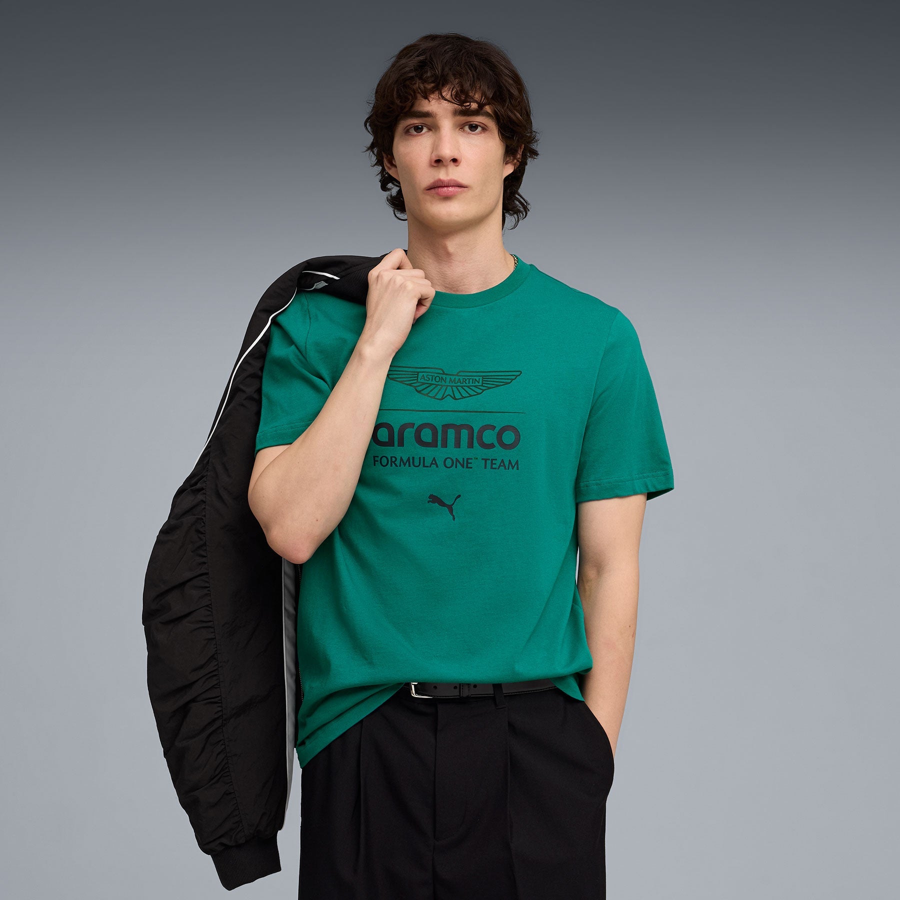 Aston Martin F1 Large Logo Tee Mens - Green Lux
