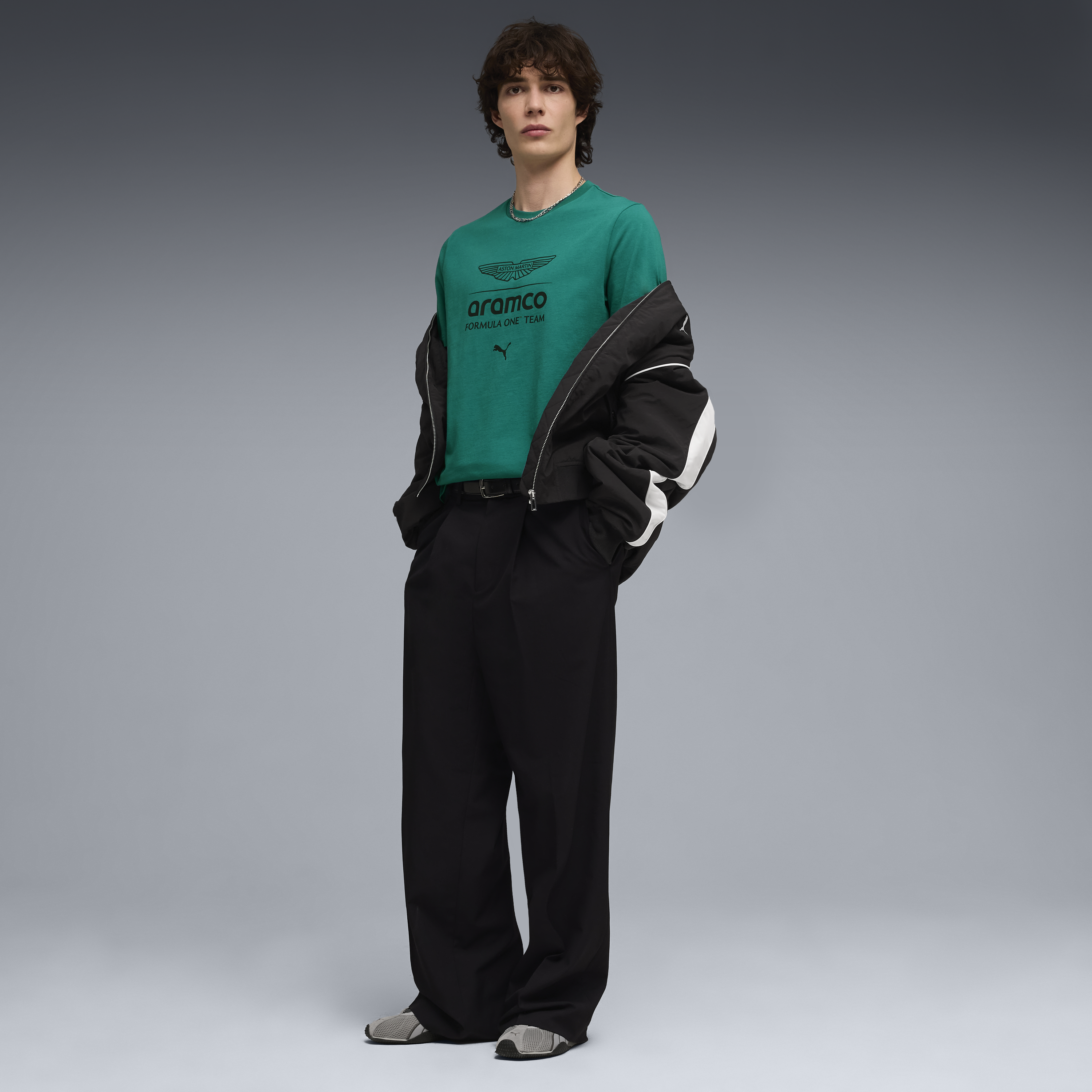 Aston Martin F1 Large Logo Tee Mens - Green Lux