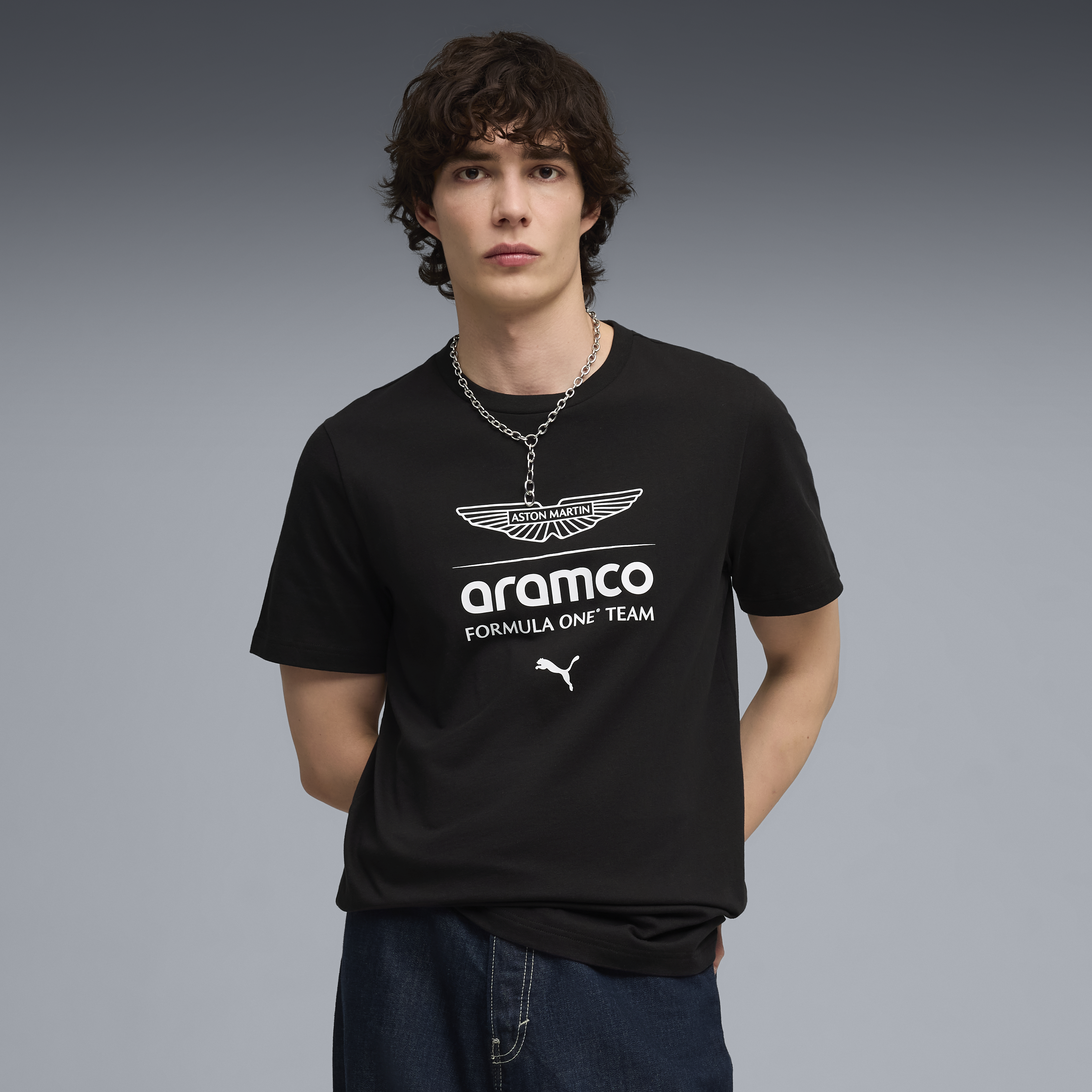 Aston Martin F1 Large Logo Tee Mens - Black