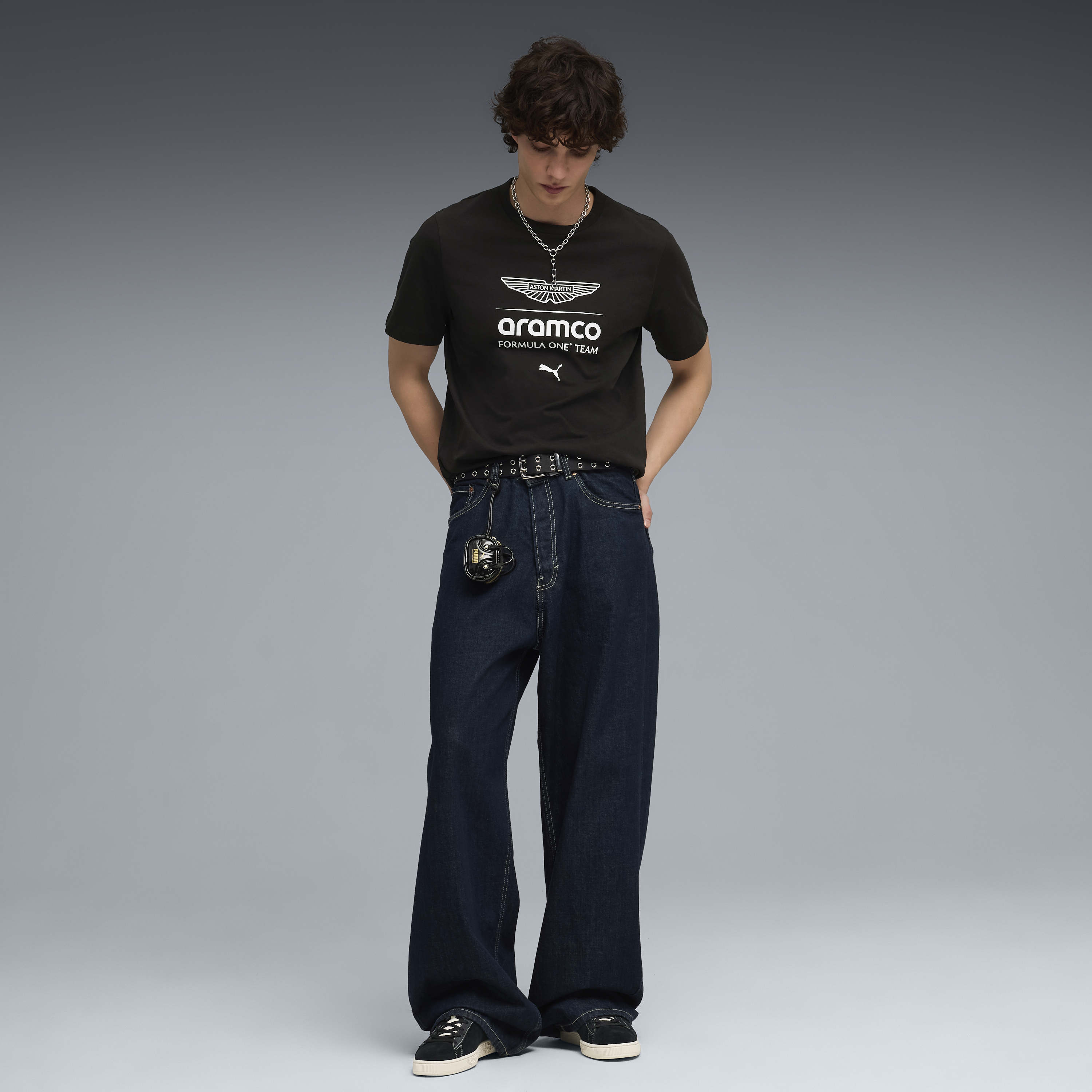Aston Martin F1 Large Logo Tee Mens - Black