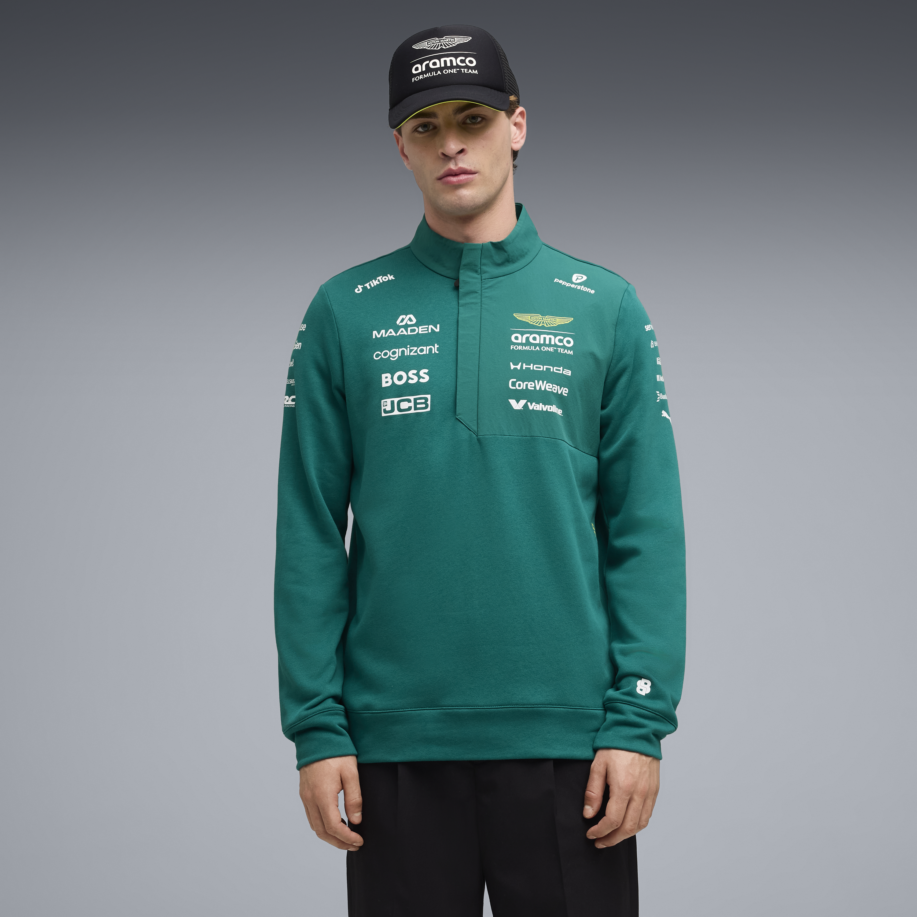 Aston Martin F1 Team 2026 Half Zip Sweat Mens - Green Lux