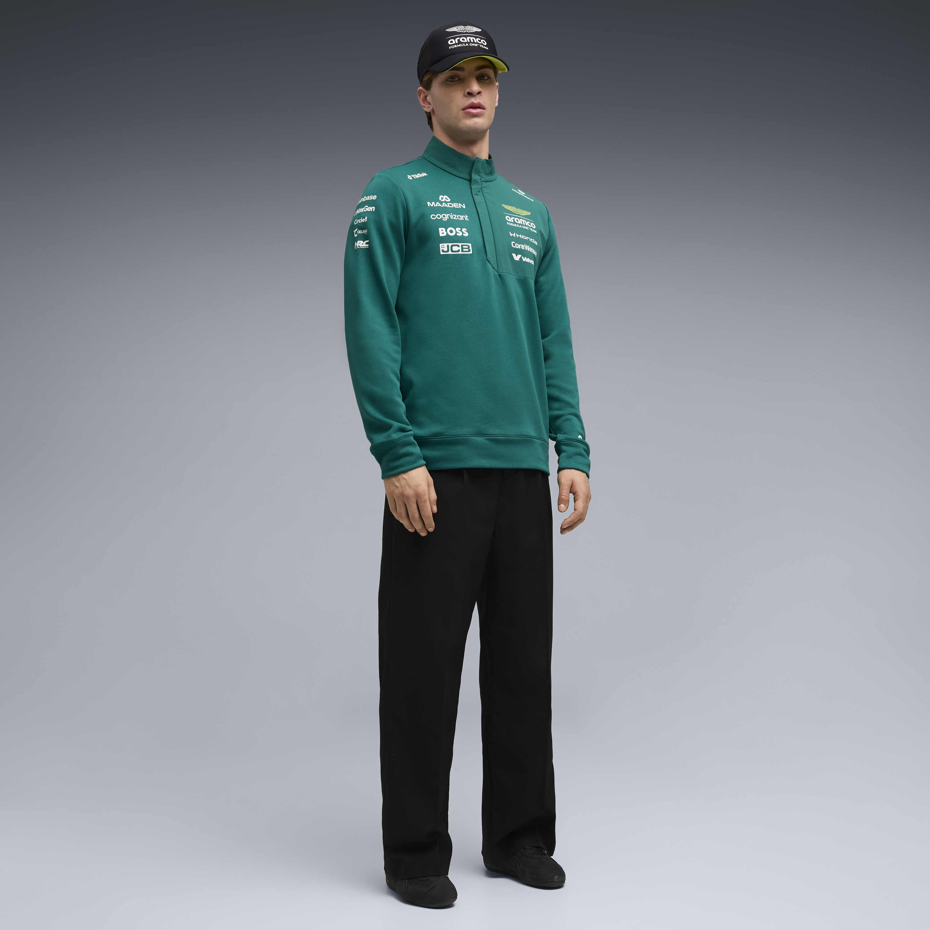Aston Martin F1 Team 2026 Half Zip Sweat Mens - Green Lux