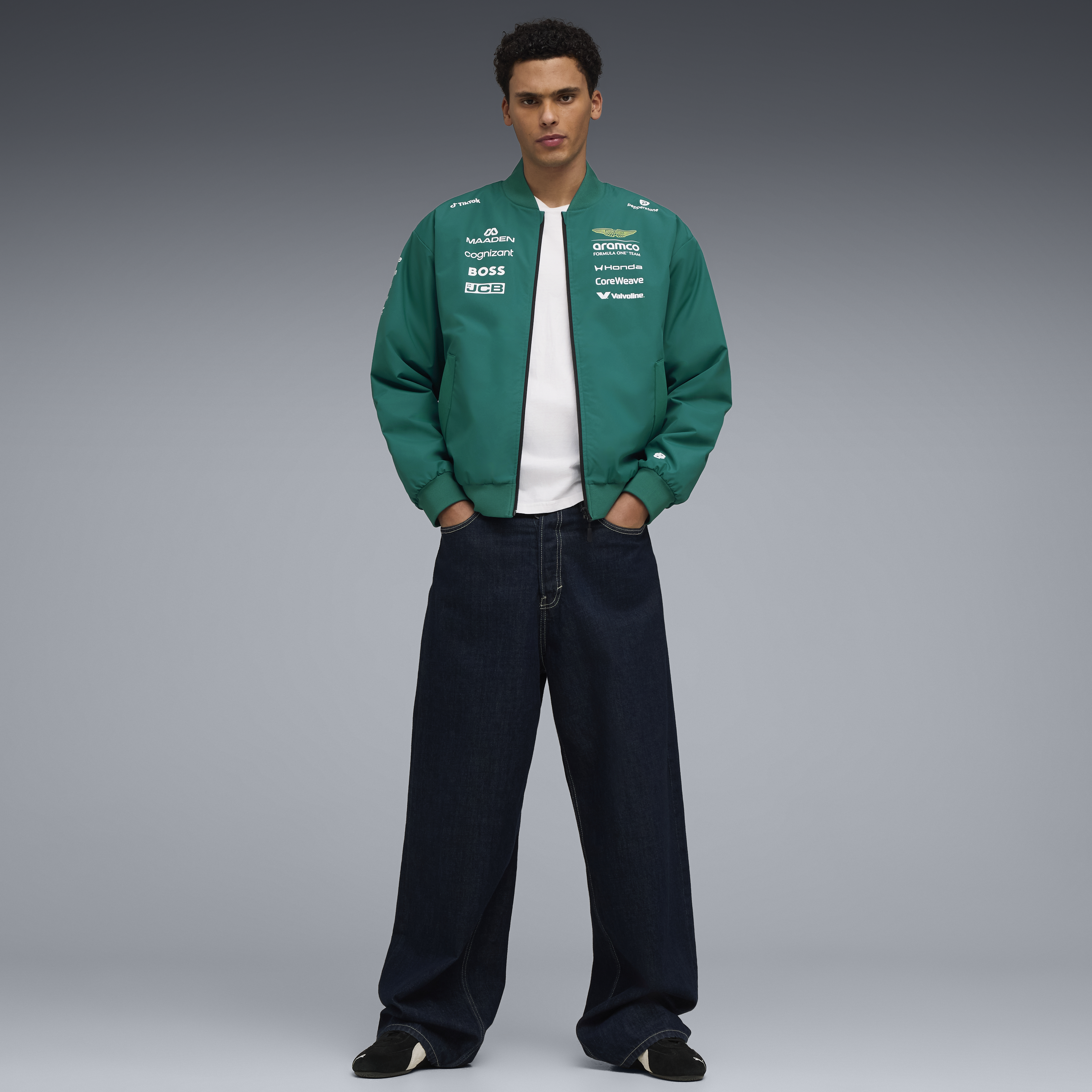 Aston Martin F1 Team 2026 Bomber Jacket Mens - Green Lux