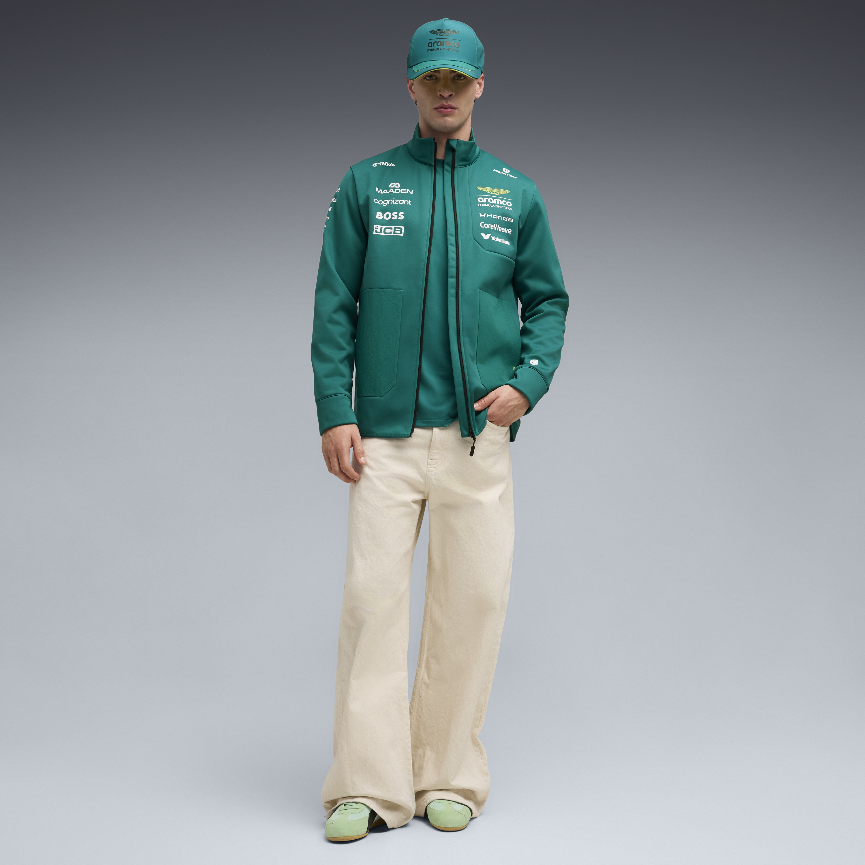 Aston Martin F1 Team 2026 Softshell Jacket Mens - Green Lux