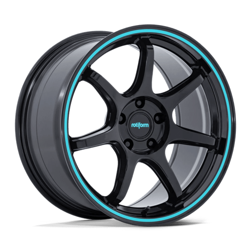 Rotiform RC208 BPU Alloy Wheel 19x9.5 ET30 5x112 Gloss Black With Teal Stripe 66.56mm CB