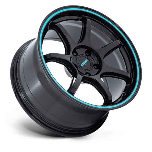Rotiform RC208 BPU Alloy Wheel 19x10.5 ET40 5x114 Gloss Black With Teal Stripe 72.56mm CB