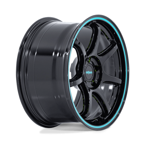 Rotiform RC208 BPU Alloy Wheel 19x8.5 ET35 5x100 Gloss Black With Teal Stripe 56.15mm CB