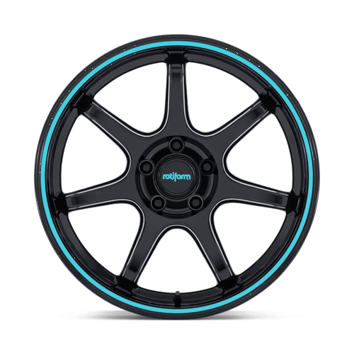 Rotiform RC208 BPU Alloy Wheel 18x8.5 ET35 5x100 Gloss Black With Teal Stripe 56.15mm CB