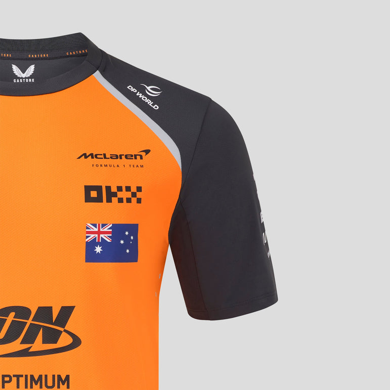 McLaren Racing F1 Official Team 2025 Set Up T-Shirt Oscar Piastri Mens - Papaya