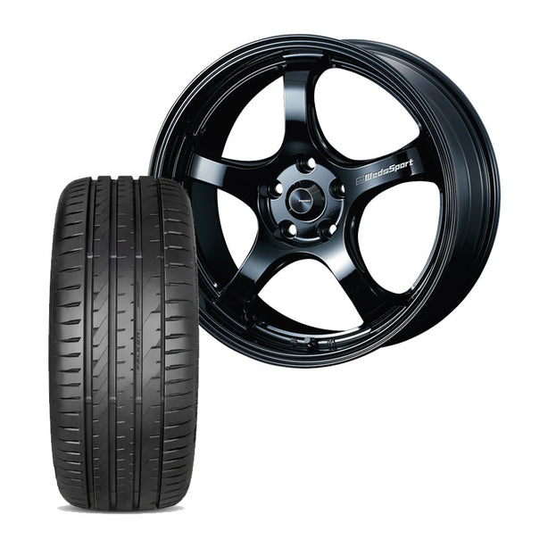 WedsSport RN-05M 18x9.5 ET36 Gloss Black Wheel Falken FK520 265/35/18 Tyre (Set of 4) Honda Civic Type R FK8