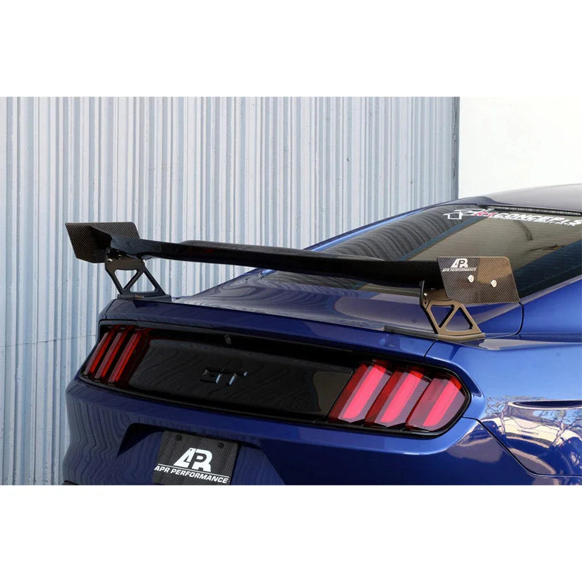 APR Performance GTC-200 60.5in Adjustable Carbon Fiber Wing With Carbon Fiber Factory Spoiler Center Pedestal Cover Ford Mustang 18+
