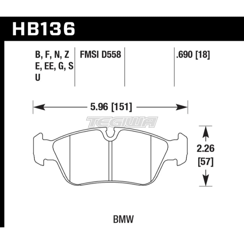 HAWK Performance Blue 9012 Motorsports Brake Pads Front - HB136E.690