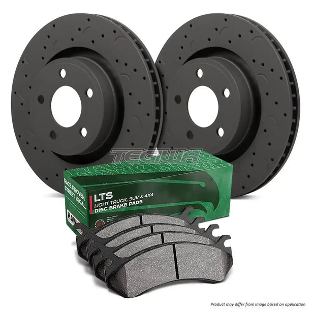 HAWK Performance Brake Kit - LTS Pads With Talon Slotted & Drilled Discs Front BMW E46 330 330D 2.9-3.0L 99-05