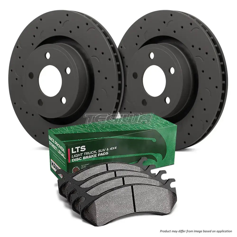 HAWK Performance Brake Kit - LTS Pads With Talon Slotted & Drilled Discs Rear BMW E46 330 330D 00-07