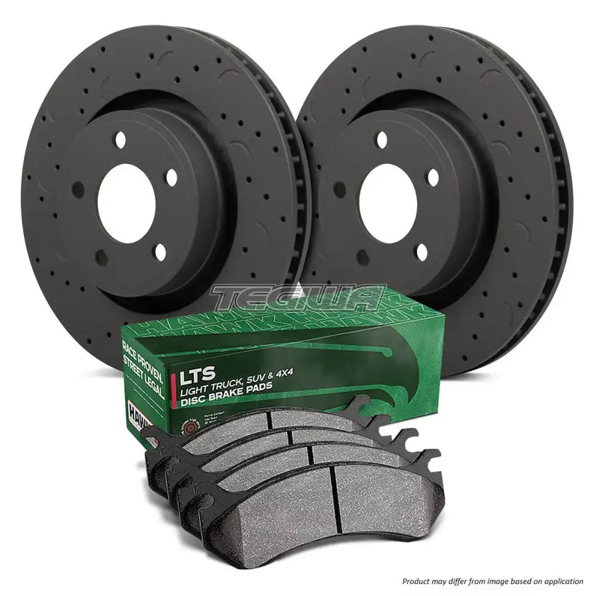 HAWK Performance Brake Kit - LTS Pads With Talon Slotted & Drilled Discs Rear Honda S2000 AP1 AP2 99-09