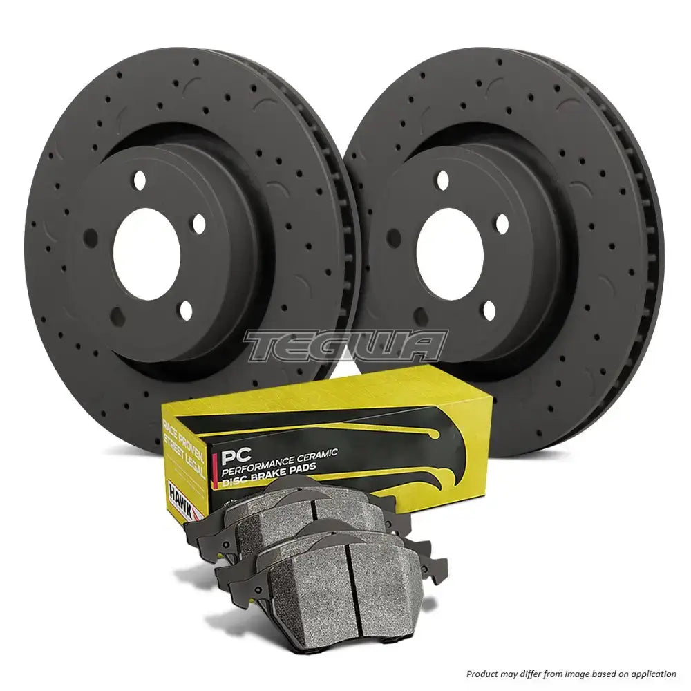 HAWK Performance Brake Kit - PC Pads With Talon Slotted & Drilled Discs Front Honda Civic Type-R EP3 FN2 01-11