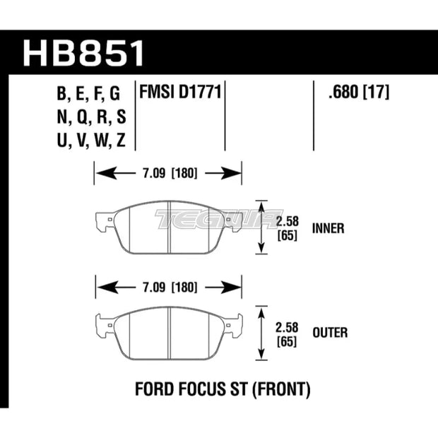 HAWK Performance DTC-30 Motorsports Brake Pads Front - HB851W.680