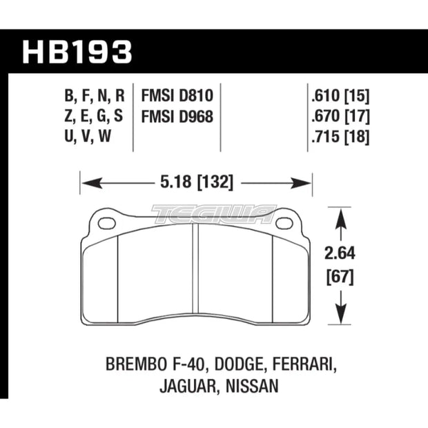 HAWK Performance DTC-70 Motorsports Brake Pads - HB193U.715 Rear BMW F87 G87 M2 M2 Comp M2 CS 18-Present (2NK/2NH)