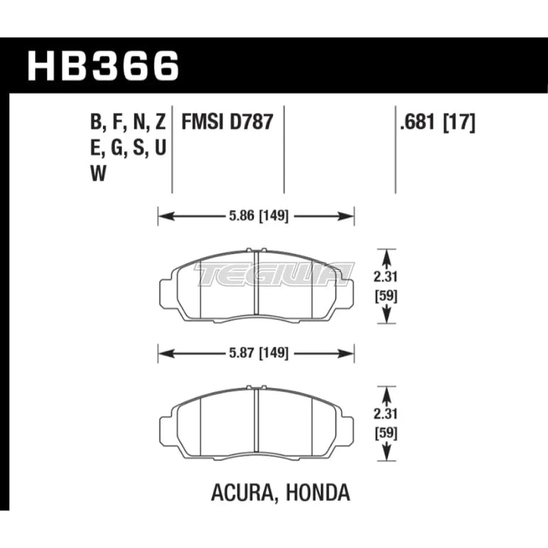 HAWK Performance HP Plus Road and Track Brake Pads Front - HB366N.681