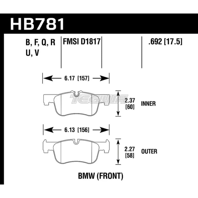 HAWK Performance HP Plus Road and Track Brake Pads Front - HB781N.692