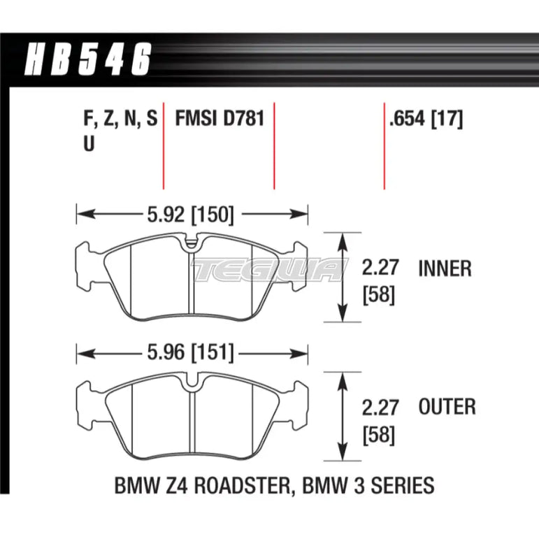 HAWK Performance HPS 5.0 High Performance Street Brake Pads Front - HB546B.654