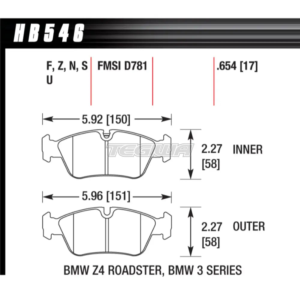 HAWK Performance HPS 5.0 High Performance Street Brake Pads Front - HB546B.654