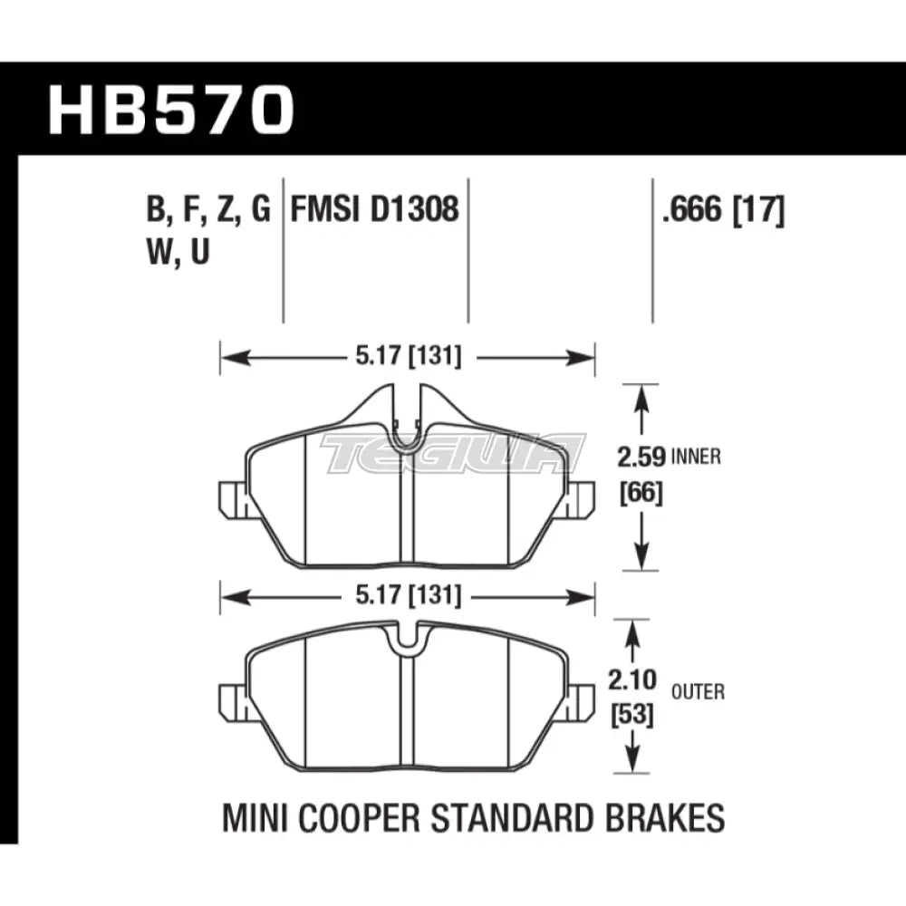 HAWK Performance HPS 5.0 High Performance Street Brake Pads Front - HB570B.666