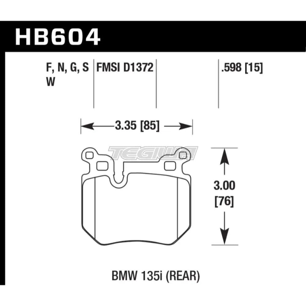 HAWK Performance HPS 5.0 High Performance Street Brake Pads Rear - HB604B.598