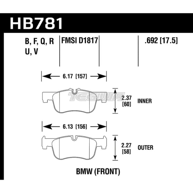 HAWK Performance HPS High Performance Street Brake Pads Front - HB781F.692
