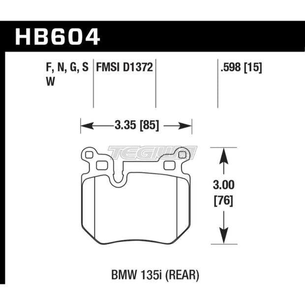 HAWK Performance HPS High Performance Street Brake Pads Rear - HB604F.598