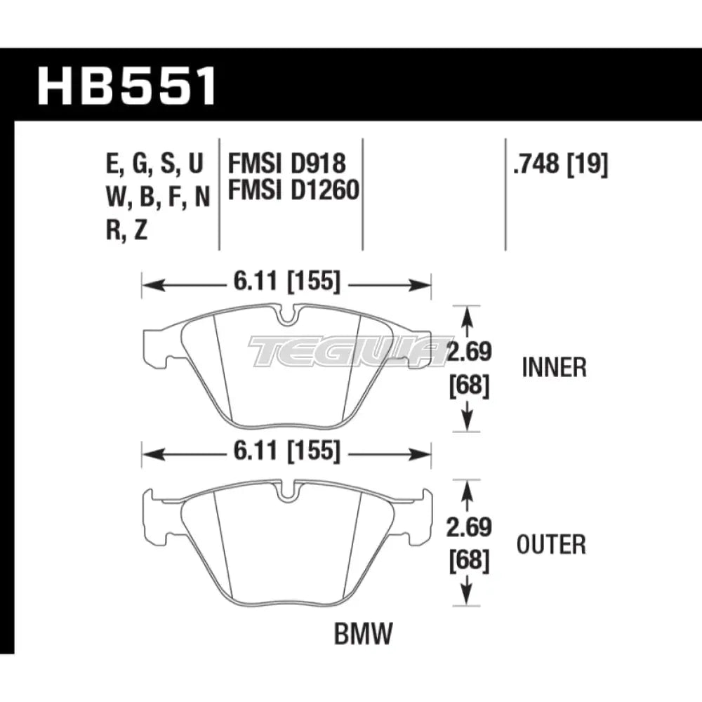 HAWK Performance HT-10 Motorsports Brake Pads Front - HB551S.748