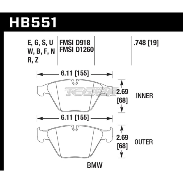 HAWK Performance HT-10 Motorsports Brake Pads Front - HB551S.748