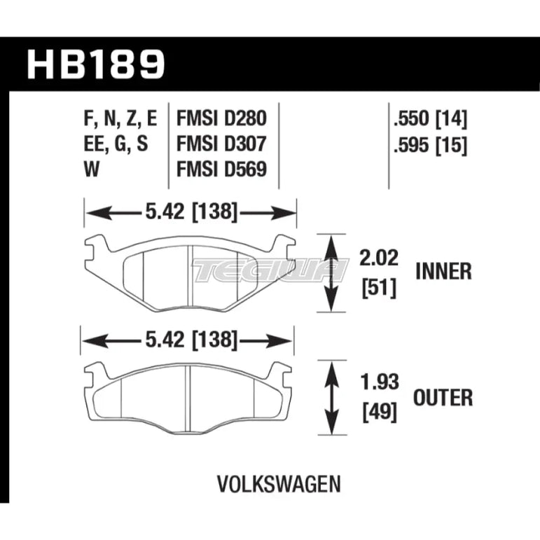 HAWK Performance PC Performance Ceramic Street Brake Pads Front - HB189Z.595