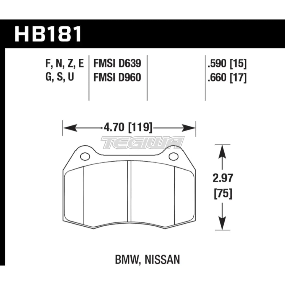 HAWK Performance PC Performance Ceramic Street Brake Pads  - HB181Z.590