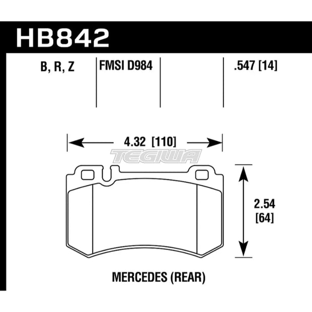 HAWK Performance PC Performance Ceramic Street Brake Pads Rear - HB842Z.547