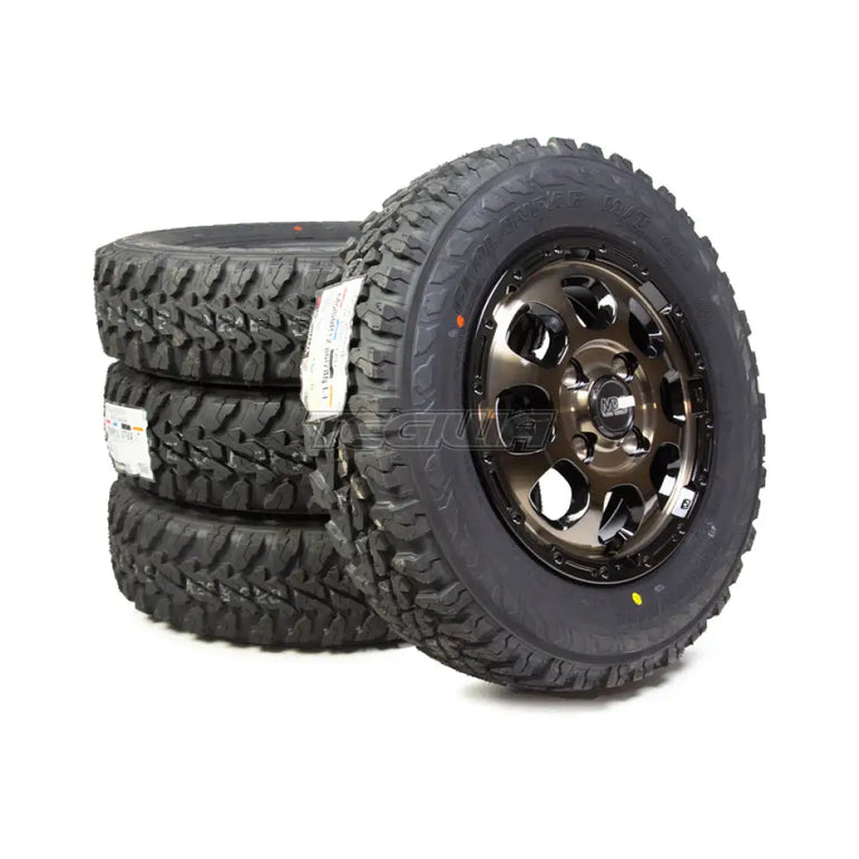 Mad Cross Grace BRC/BK 4x100 12x4 ET43 Alloy Wheel x Yokohama Geolandar M/T Tyres 145/80/12 (Set of 4) Kei Truck Van Honda Acty