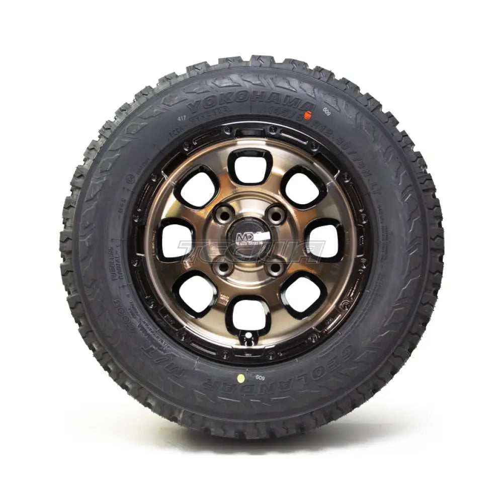 Mad Cross Grace BRC/BK 4x100 12x4 ET43 Alloy Wheel x Yokohama Geolandar M/T Tyres 145/80/12 (Set of 4) Kei Truck Van Honda Acty