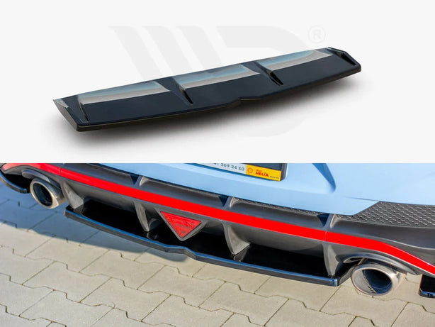 Maxton Design Central Rear Splitter NO Vertical Bars Hyundai I30 MK3 N Fastback 2018-