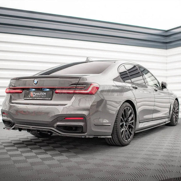 Maxton Design Central Rear Splitter Vertical Bars BMW 7-Series G11 M-pack Facelift 2019-