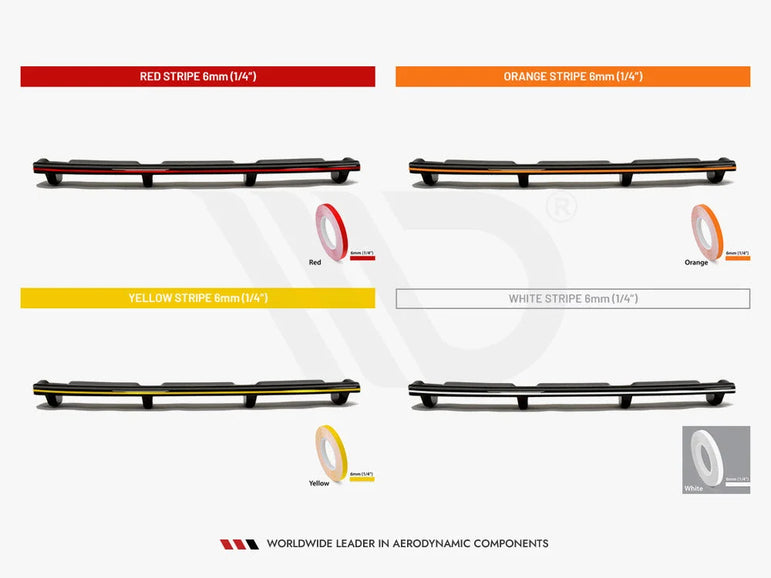 Maxton Design Central Rear Splitter Vertical Bars Mercedes AMG C 43 Sedan W205 Facelift