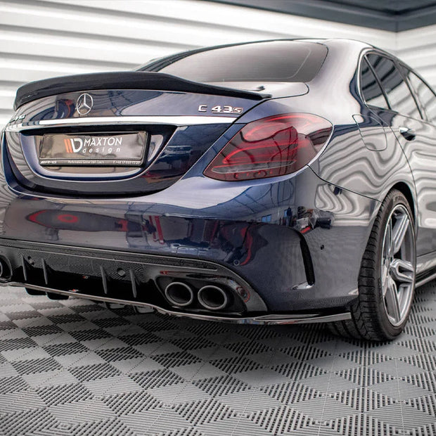 Maxton Design Central Rear Splitter Vertical Bars Mercedes AMG C 43 Sedan W205 Facelift