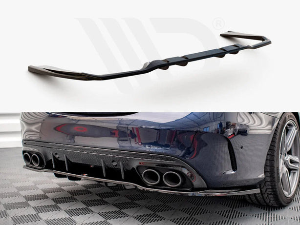 Maxton Design Central Rear Splitter Vertical Bars Mercedes AMG C 43 Sedan W205 Facelift