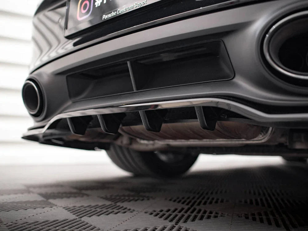 Maxton Design Central Rear Splitter Vertical Bars Porsche 911 Turbo S 992