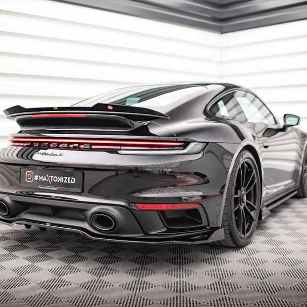 Maxton Design Central Rear Splitter Vertical Bars Porsche 911 Turbo S 992