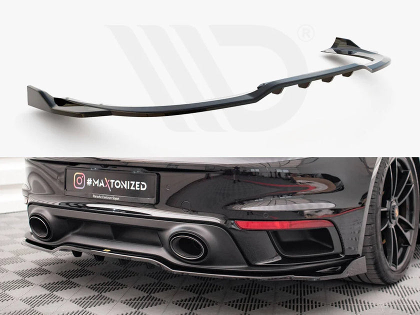 Maxton Design Central Rear Splitter Vertical Bars Porsche 911 Turbo S 992
