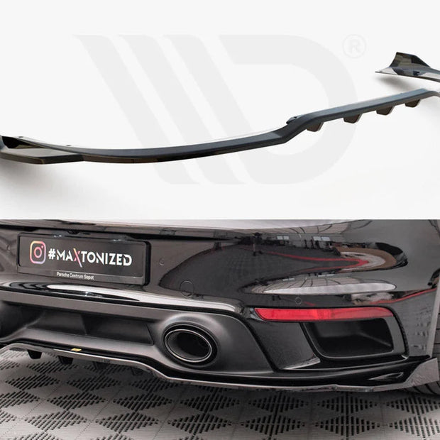 Maxton Design Central Rear Splitter Vertical Bars Porsche 911 Turbo S 992