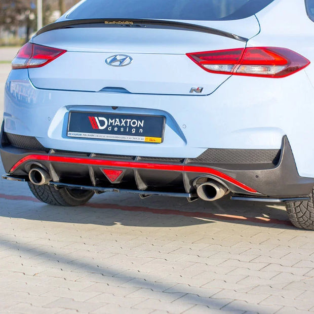 Maxton Design Central Rear Splitter W Vertical Bars Hyundai I30 MK3 N Fastback 2018-