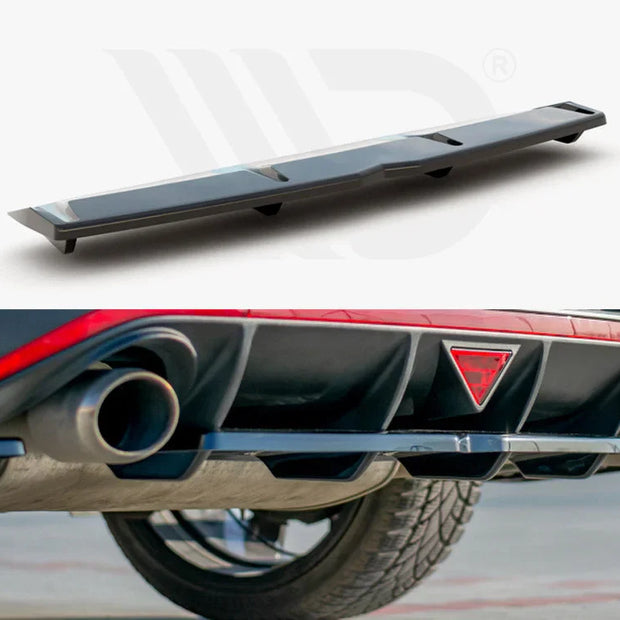 Maxton Design Central Rear Splitter W Vertical Bars Hyundai I30 MK3 N Fastback 2018-